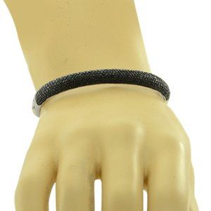 Sterling Silver Pave Black Spinel Bangle Bracelet